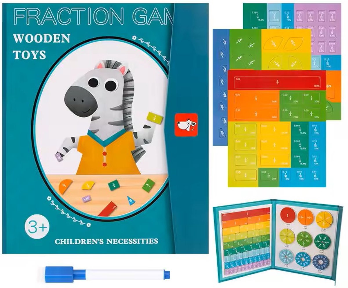 Playbino BreukenMaster - Magnetisch Houten Breukenboek - Breuken leren