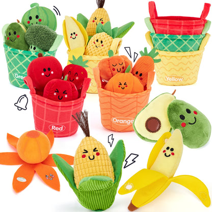 Playbino KnuffelFruit – Sensorische montessori set van zacht fruit en groente
