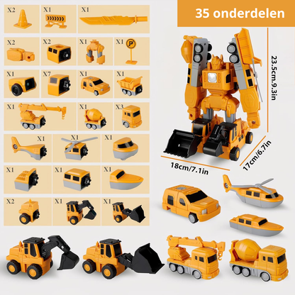 Playbino BouwBots - Magnetische robot- en auto set incl opbergbox