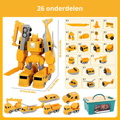 Playbino BouwBots - Magnetische robot- en auto set incl opbergbox