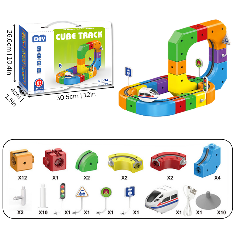 Playbino DIY Cube Track – Magnetische treinbaan voor creatief bouwen