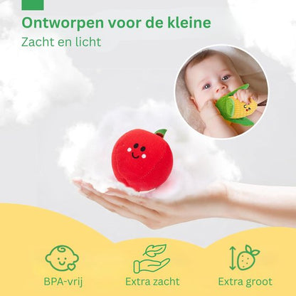 Playbino KnuffelFruit – Sensorische montessori set van zacht fruit en groente