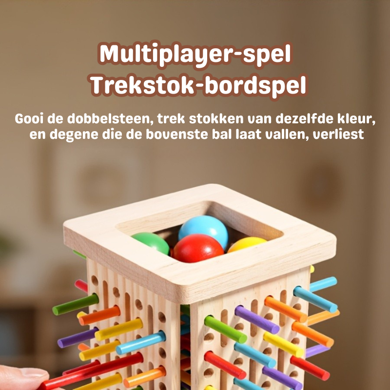 Playbino StokToren - Montessori Balansspel van Hout – Leerzaam Stapelspel met Dobbelsteen