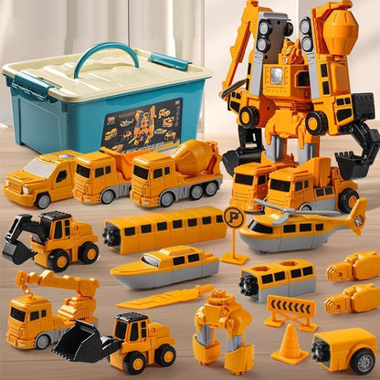Playbino BouwBots - Magnetische robot- en auto set incl opbergbox
