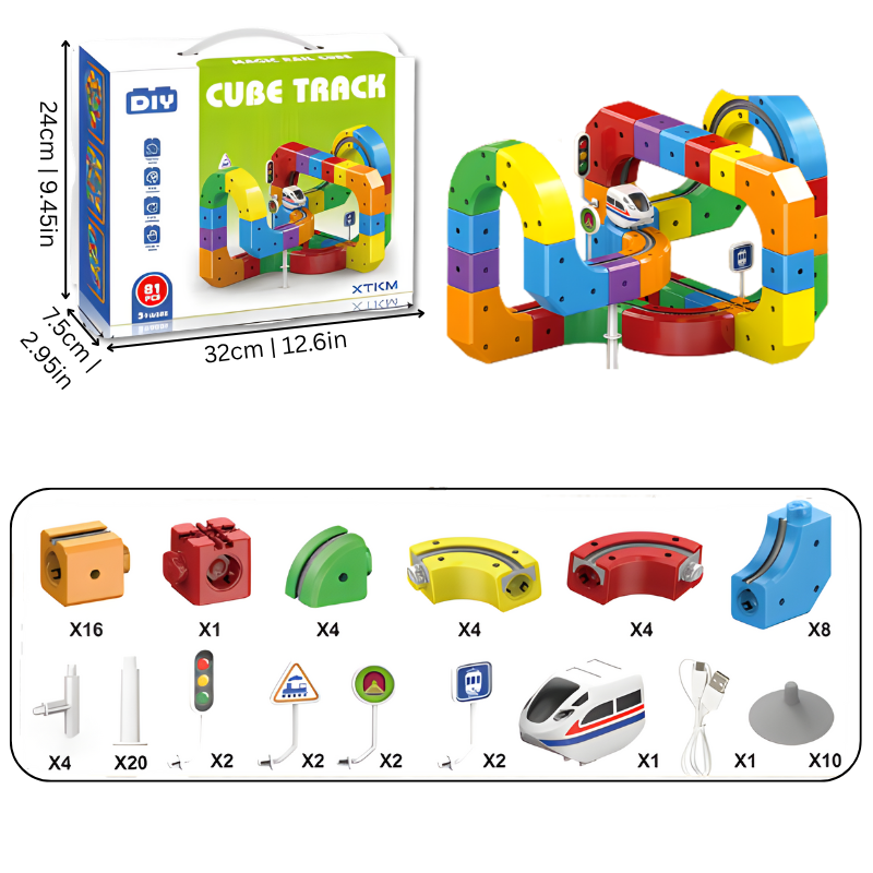 Playbino DIY Cube Track – Magnetische treinbaan voor creatief bouwen