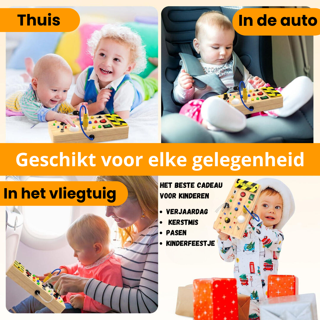 Playbino Houten Activiteitenbord - Educatief Montessori Schakelbord