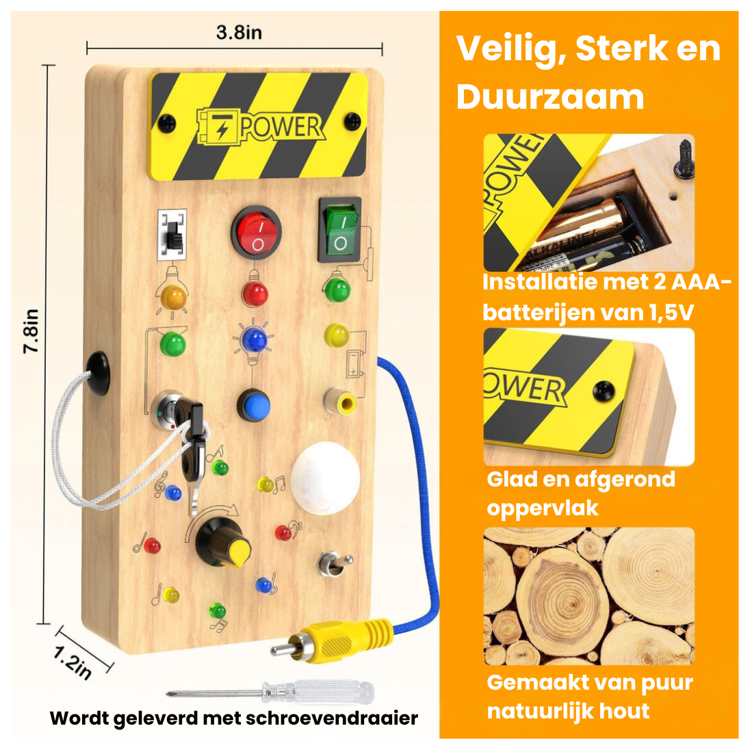Playbino Houten Activiteitenbord - Educatief Montessori Schakelbord