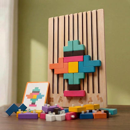 Playbino HoutTetris - Educatief houten tetris puzzel voor logisch denken & fijne motoriek