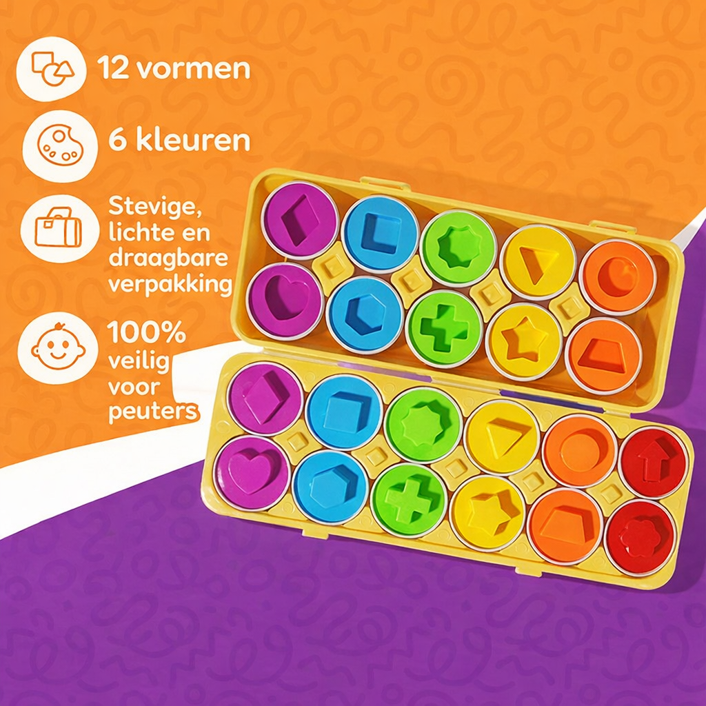 Playbino EiMatch - Montessori vormen en kleuren ei puzzel voor spelend leren