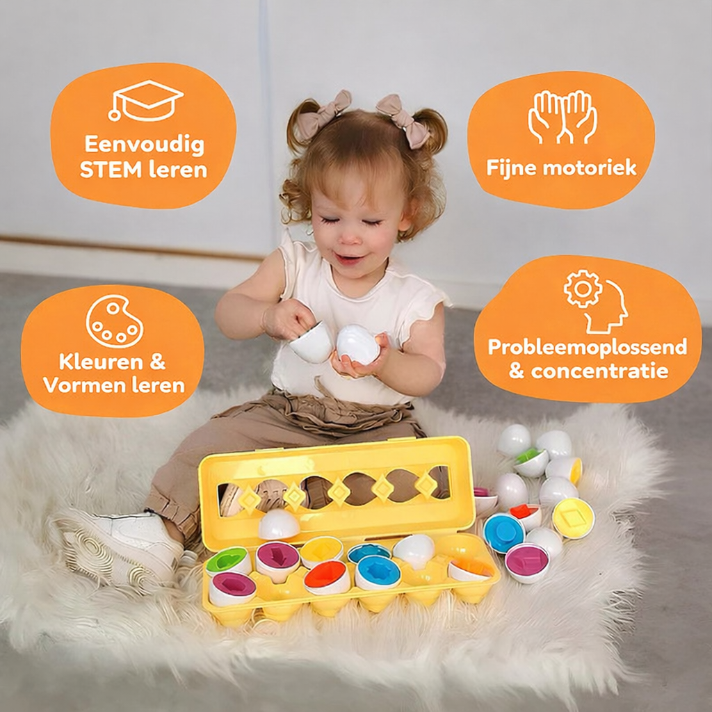Playbino EiMatch - Montessori vormen en kleuren ei puzzel voor spelend leren