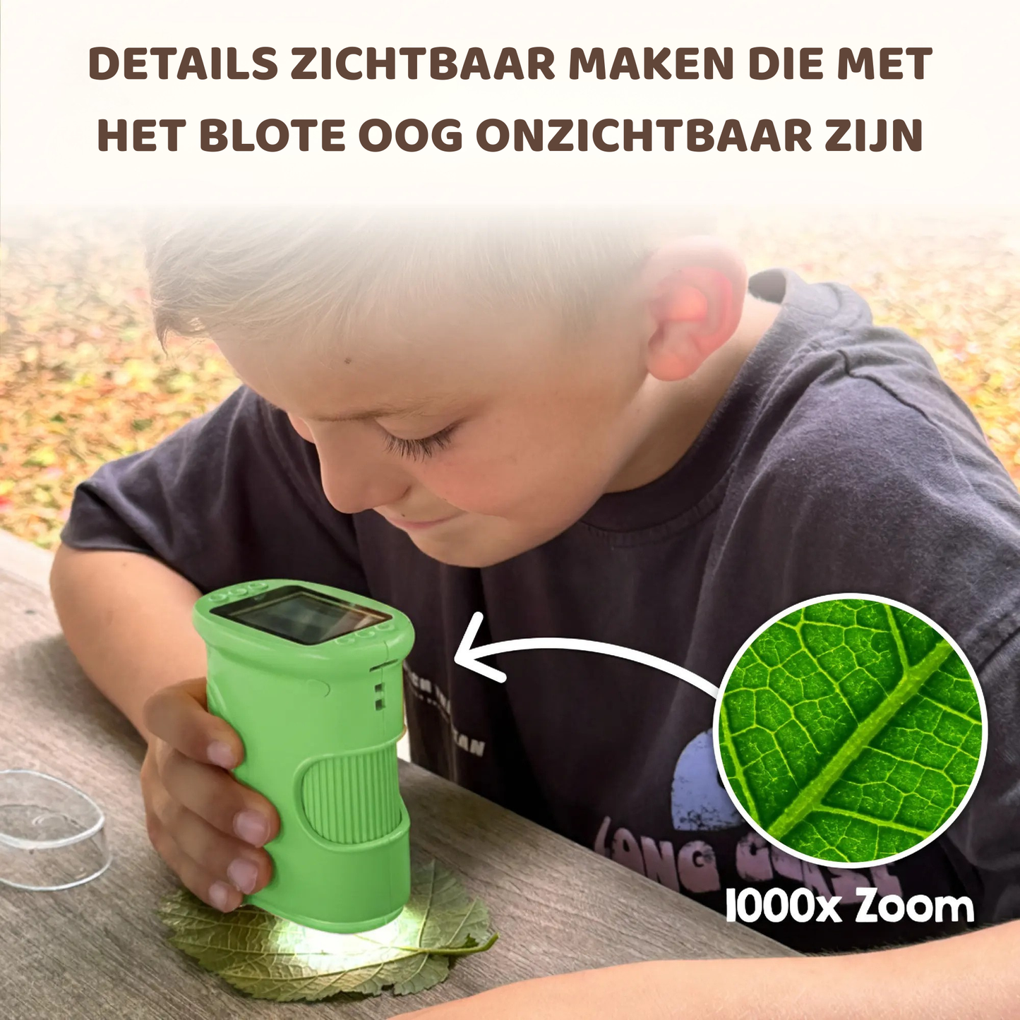 Playbino OntdekScope - Draagbare kindermicroscoop met ingebouwd HD-scherm