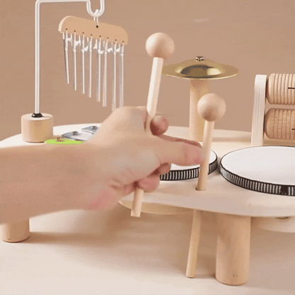Playbino MuziekTafel - Houten muziektafel met xylofoon, trommels en bekkens
