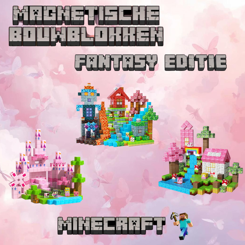 Playbino Minecraft Magnetische Bouw Blokken 100/150 Stuks Fantasy Editie