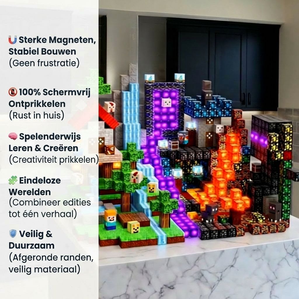Playbino Minecraft Magnetische Bouw Blokken 100 Stuks