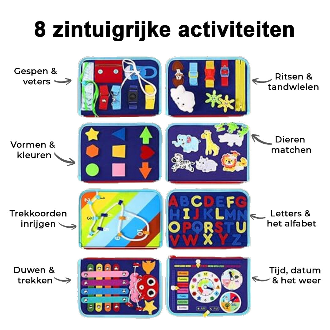 Playbino Busy Book Roze/Blauw - Vilt Montessori activiteitenboek - Leer spelenderwijs