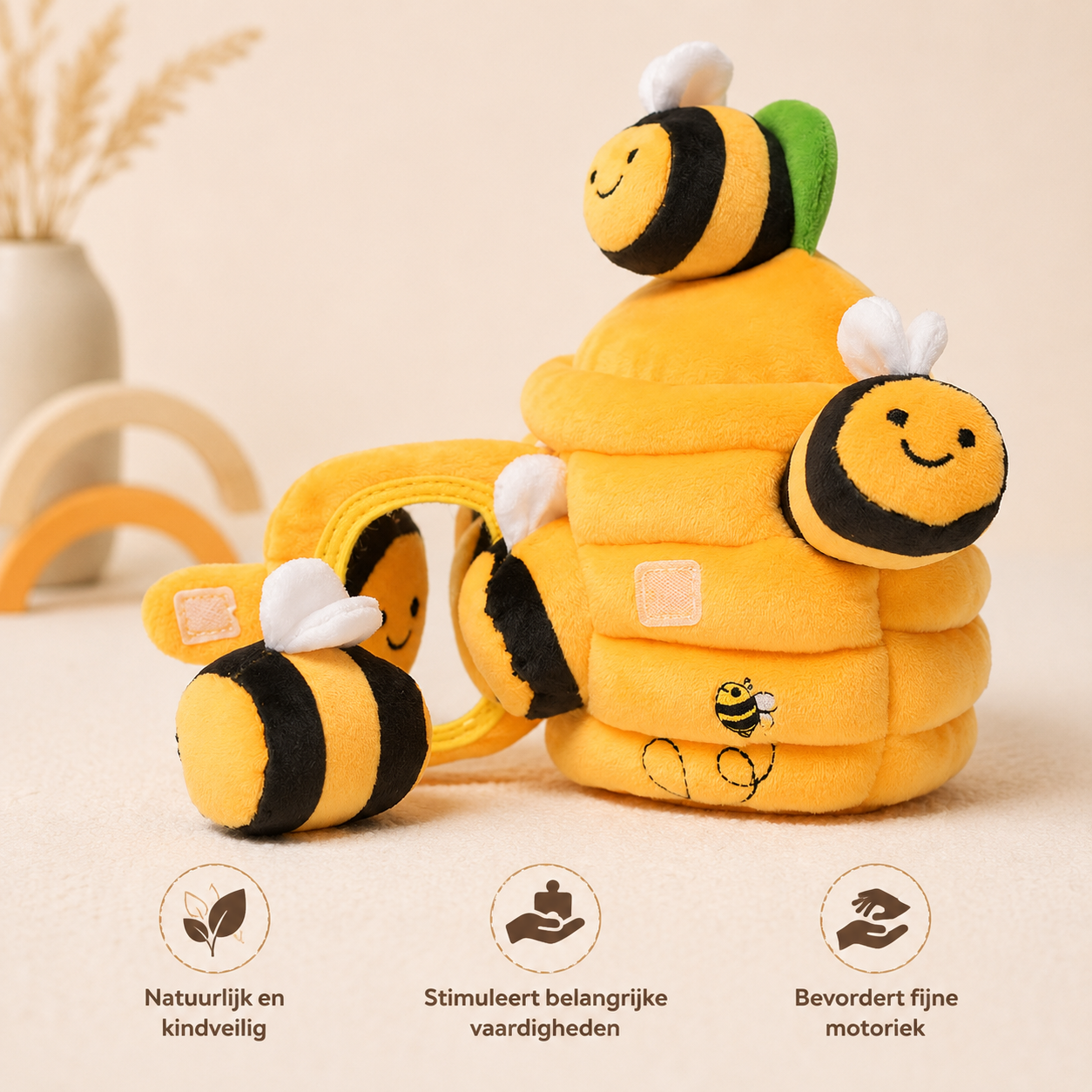 Playbino KnuffelHuis - Montessori knuffelhuisje - Zintuiglijk & interactief leerspeelgoed