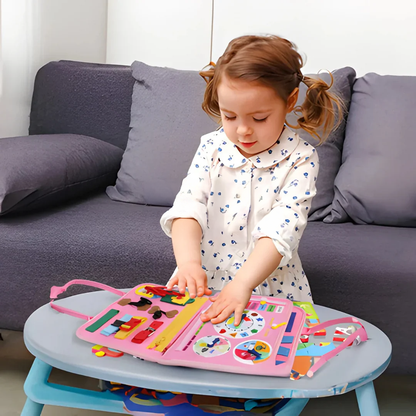 Playbino Busy Book Roze/Blauw - Vilt Montessori activiteitenboek - Leer spelenderwijs