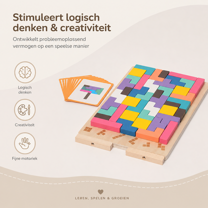 Playbino HoutTetris - Educatief houten tetris puzzel voor logisch denken & fijne motoriek