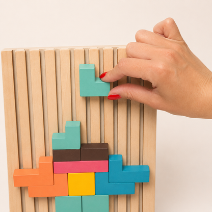 Playbino HoutTetris - Educatief houten tetris puzzel voor logisch denken & fijne motoriek