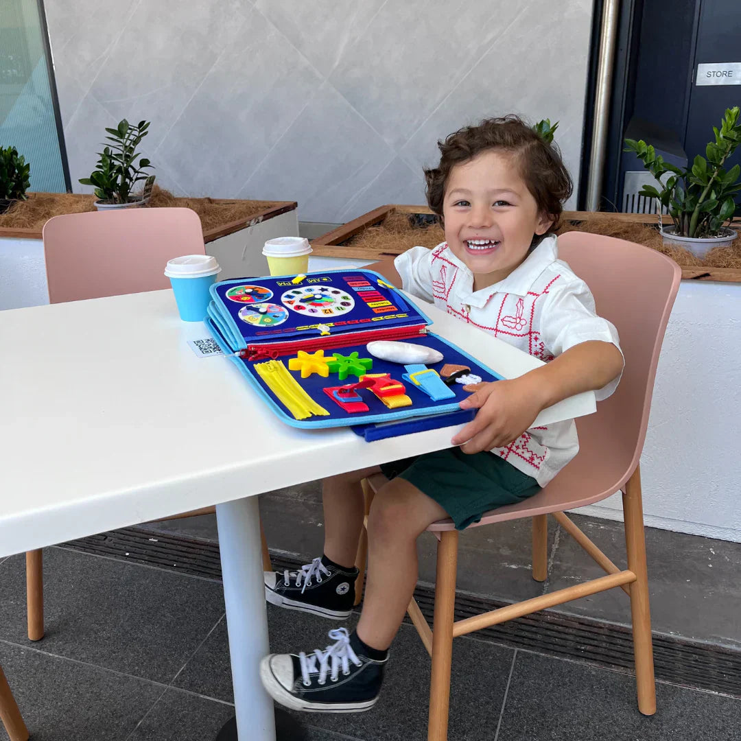 Playbino Busy Book Roze/Blauw - Vilt Montessori activiteitenboek - Leer spelenderwijs
