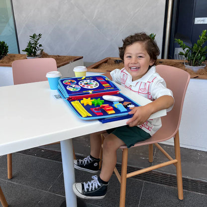Playbino Busy Book Roze/Blauw - Vilt Montessori activiteitenboek - Leer spelenderwijs
