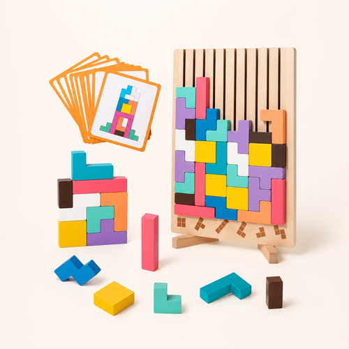 Playbino HoutTetris - Educatief houten tetris puzzel voor logisch denken & fijne motoriek