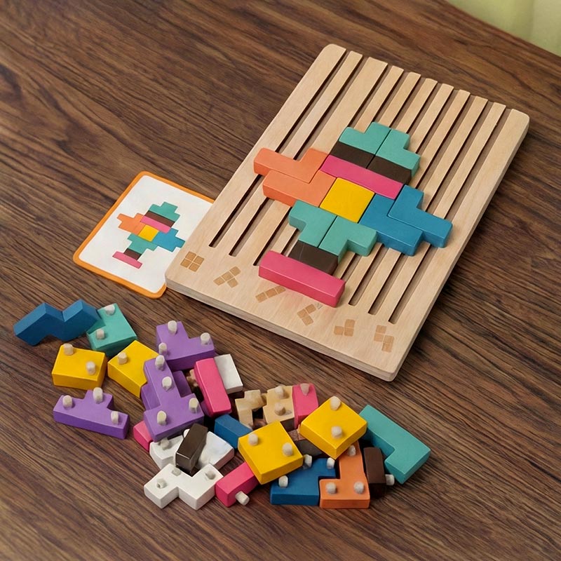 Playbino HoutTetris - Educatief houten tetris puzzel voor logisch denken & fijne motoriek