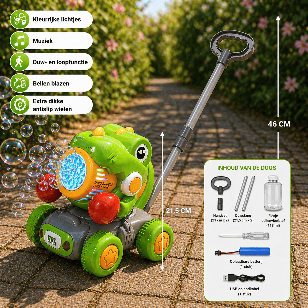 Playbino BubbelBuddy - Bellenblaas Duwwagen voor een magisch bellenparadijs