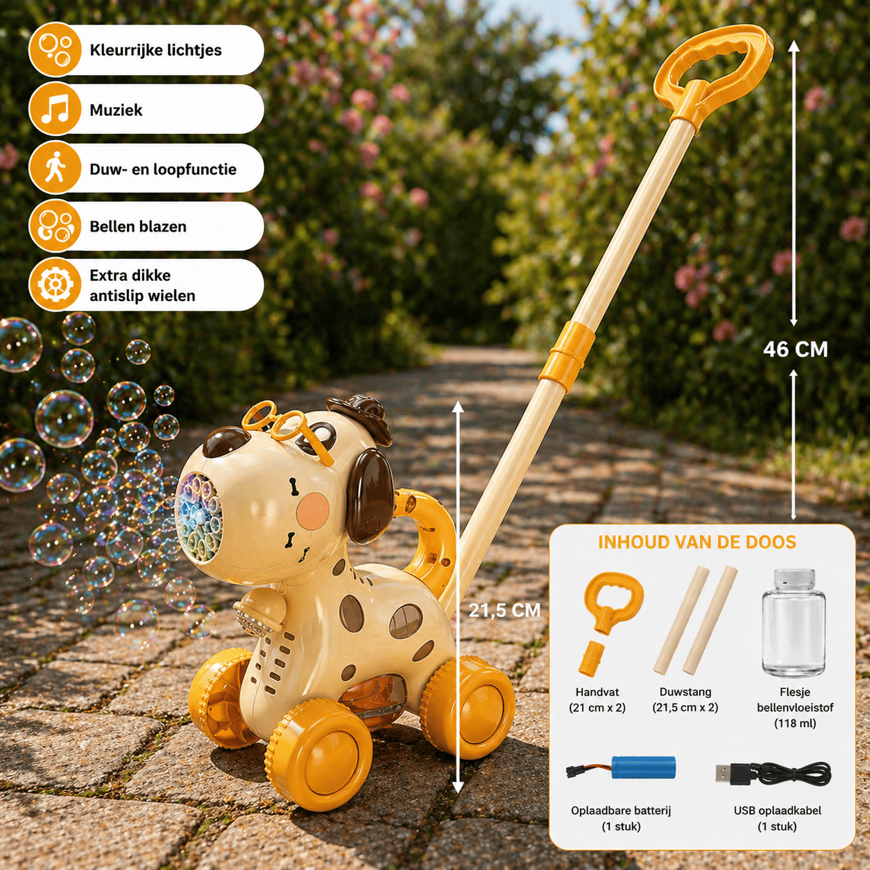 Playbino BubbelBuddy - Bellenblaas Duwwagen voor een magisch bellenparadijs