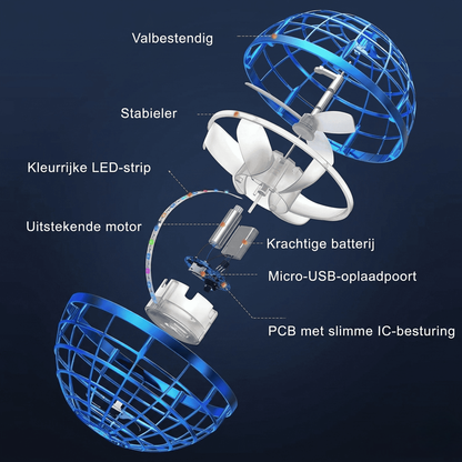 Playbino MagicBoemerang - Magische Vliegende Bal & Mini Drone bal met LED