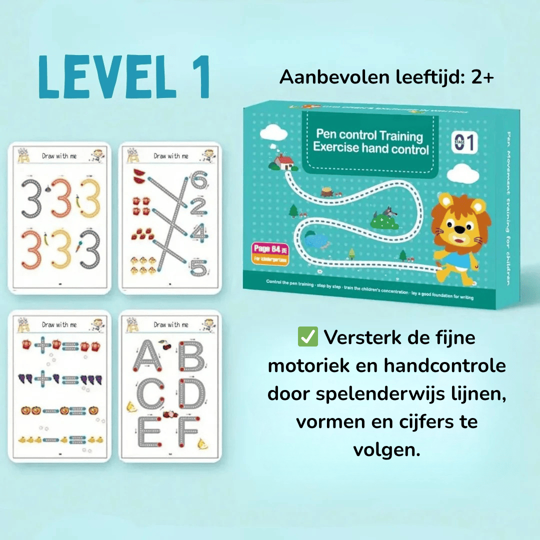 Playbino SchrijfLijn - Spelend leren schrijven - Herbruikbaar oefenboek