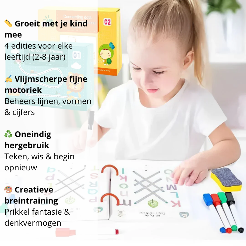 Playbino SchrijfLijn - Spelend leren schrijven - Herbruikbaar oefenboek