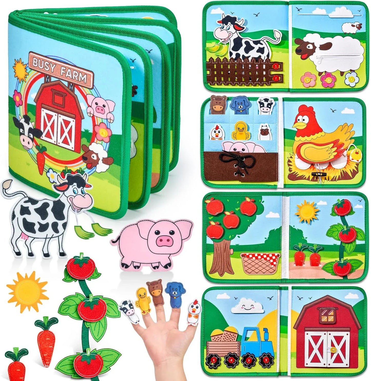 Playbino Busy Book - Vilt Montessori activiteitenboek - Leer spelenderwijs