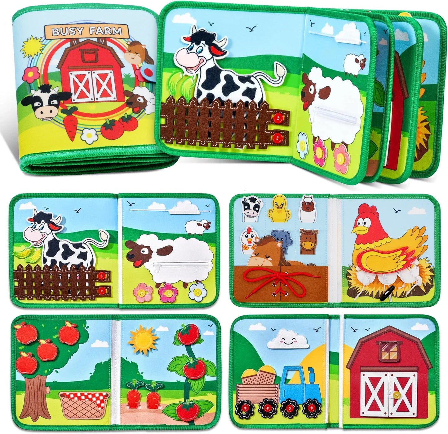 Playbino Busy Book - Vilt Montessori activiteitenboek - Leer spelenderwijs