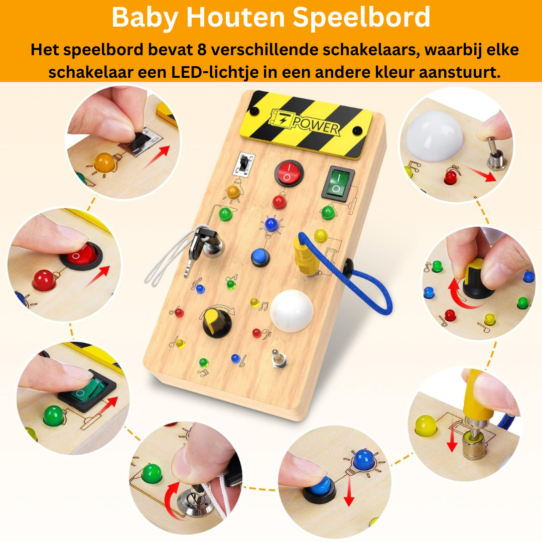 Playbino Houten Activiteitenbord - Educatief Montessori Schakelbord