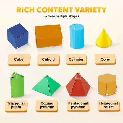 Playbino GeoGenius - Educatief knutselpakket voor 3D vormen - Geometrie Leerboek