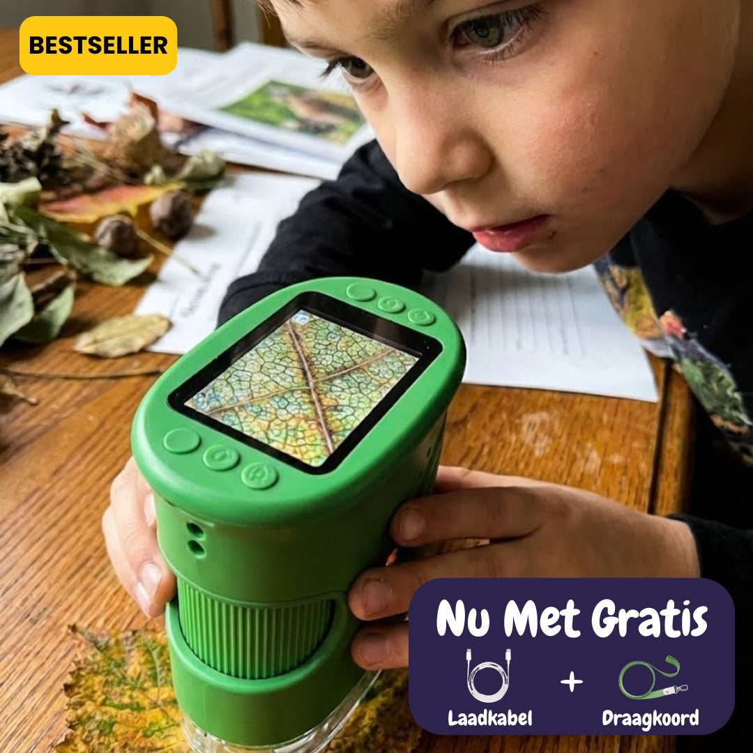 Playbino OntdekScope - Draagbare kindermicroscoop met ingebouwd HD-scherm